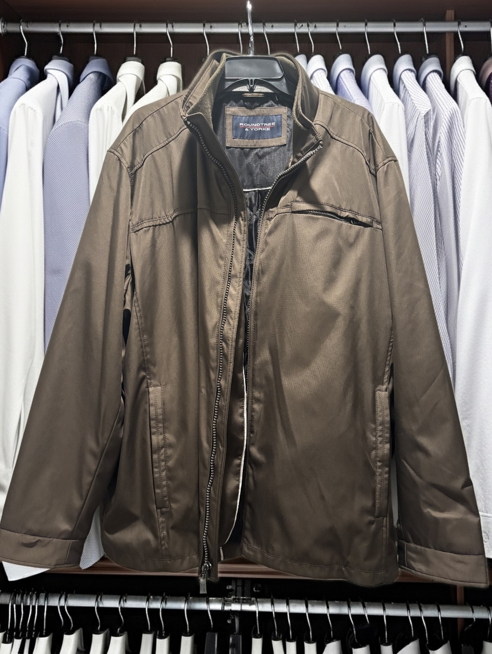 Roundtree & Yorke Men's Olive Brown Lightweight Zip-Front Jacket Size 3XT